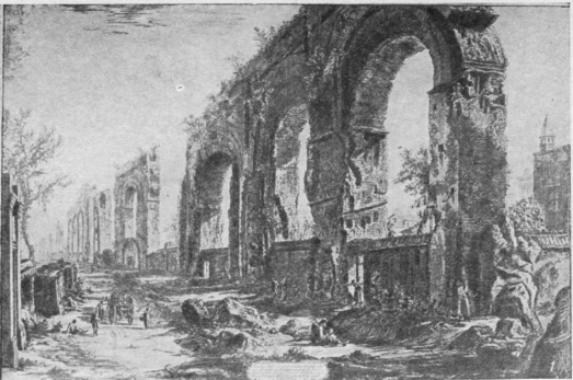 Аркада акведука Нерона (I в. н. э.; по Пиранези)