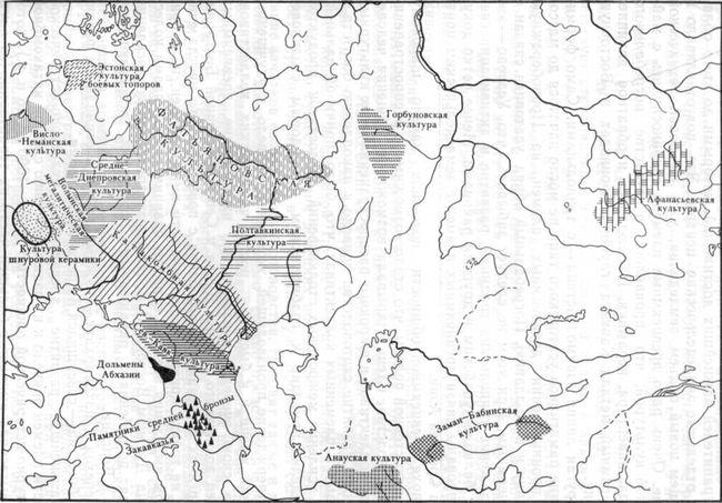 Схема расположения культур начала бронзового века