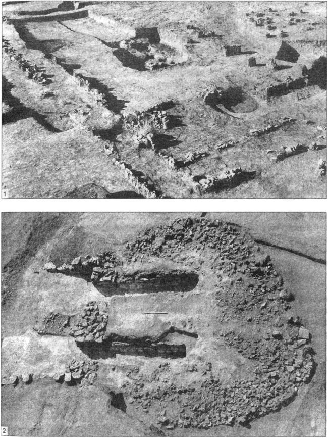 Остатки наземных сырцово-каменных построек начала V в. до н. э. на поселении Старая Богдановка 2