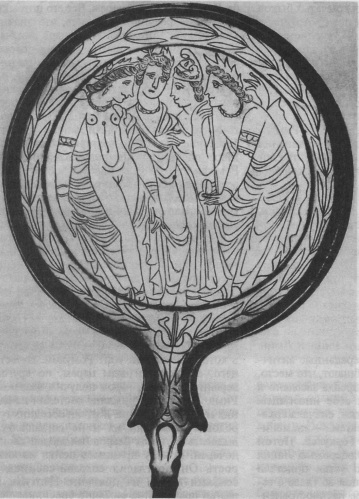 Бронзовое этрусское зеркало с изображением суда Париса. III в. до н. э.