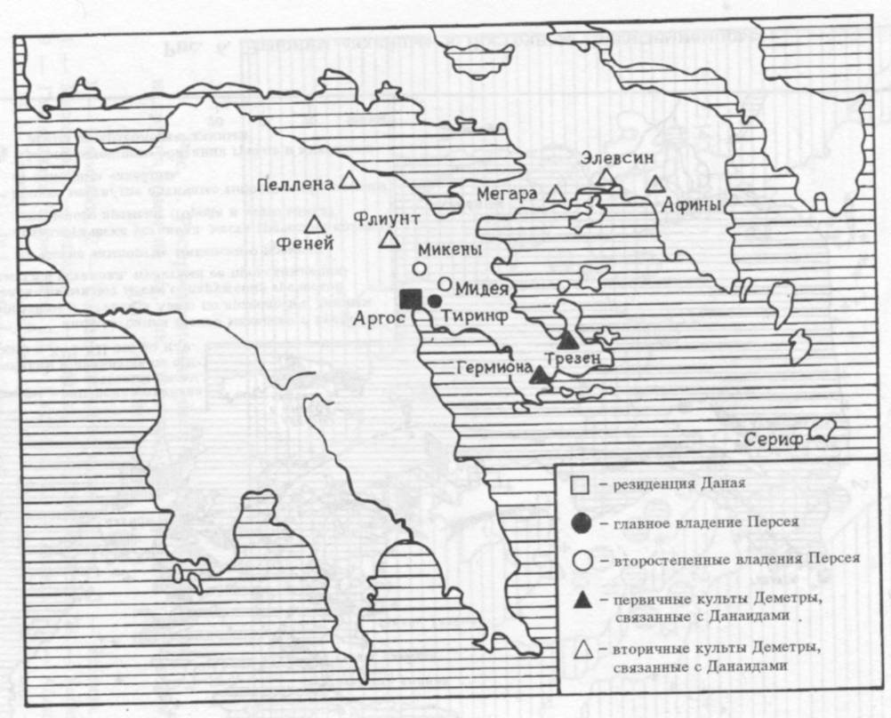 Рис. 7. Ареал Даная и Данаидов в Греции.