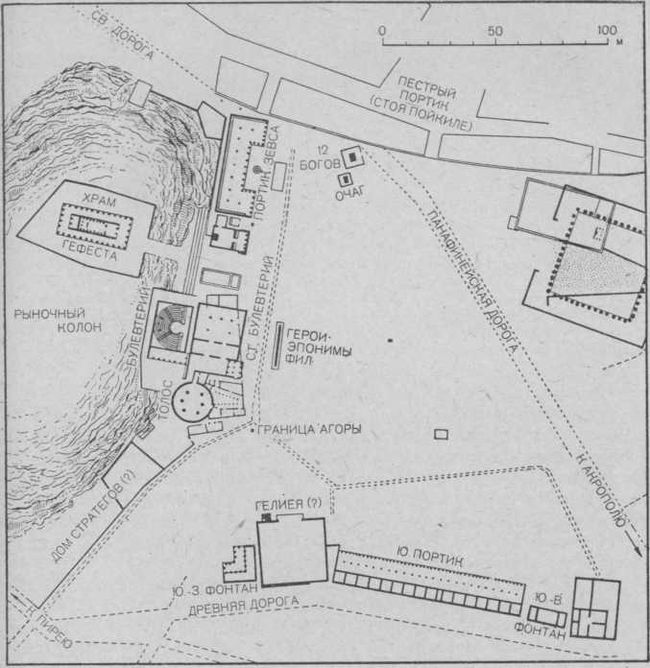 План афинской агоры V—IV вв. до н. э.