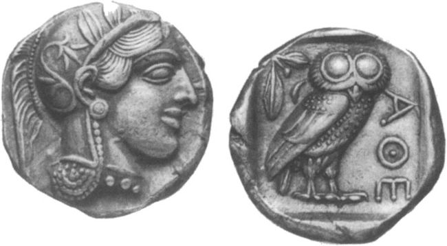 Серебряная тетрадрахма Афин 2-ой половины V в. до P. X.