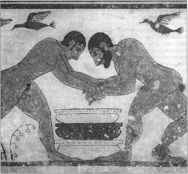 Борьба. Фрески гробницы Авгуров. Ок. 530 г. до н.э.