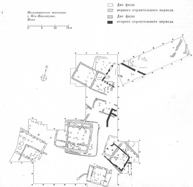 Неолитическое поселение в Неа-Никомедии.План