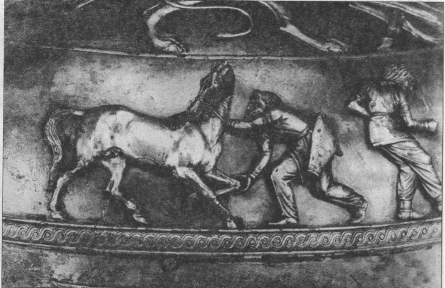 Рис. 36. Ловля коня арканом. Деталь декора Чертомлыцкой амфоры