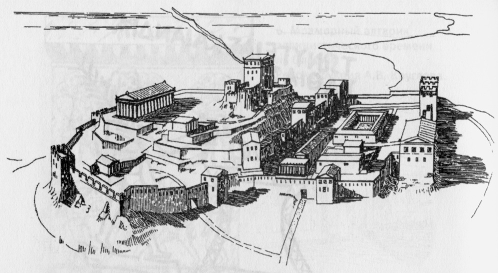 10. Храм Аполлона на акрополе Пантикапея. Реконструкция В.П. Толстикова.