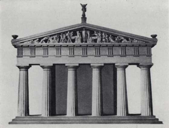 Храм Зевса. Вид с запада. Реконструкция. V в. до н. э.
