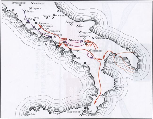 Карта VI. Итальянские кампании 280-279 гг.