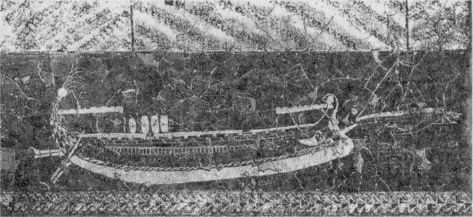 Изображение корабля «Изида» на стене нимфейского святилища. III в. до н. э.