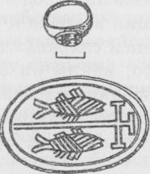 Перстень с христианскими символами из некрополя у дер. Ново-Отрадное по Т.М. Арсеньевой