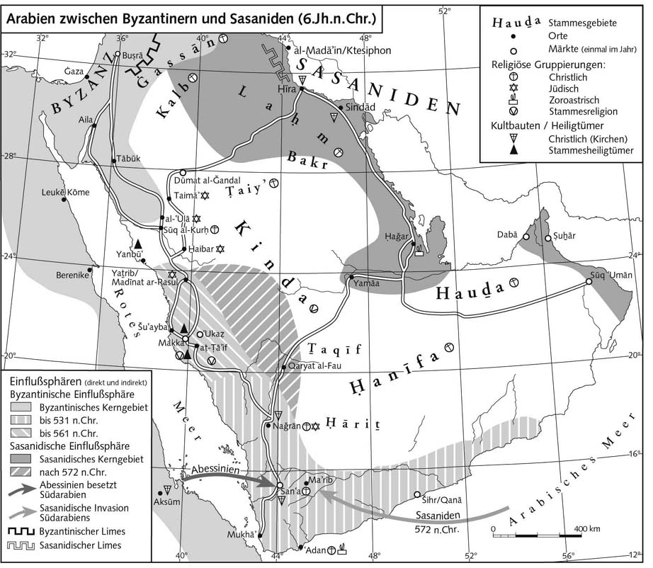Аравия между византийцами и сасанидами в VI в н.э. - Карта