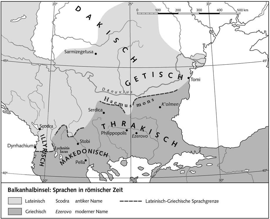 Языки балканского полоустрова в римское время - Карта
