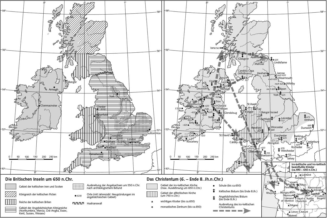 Британские острова ок 650 г. н.э. - Христианство (VI-VIII вв. н.э.)