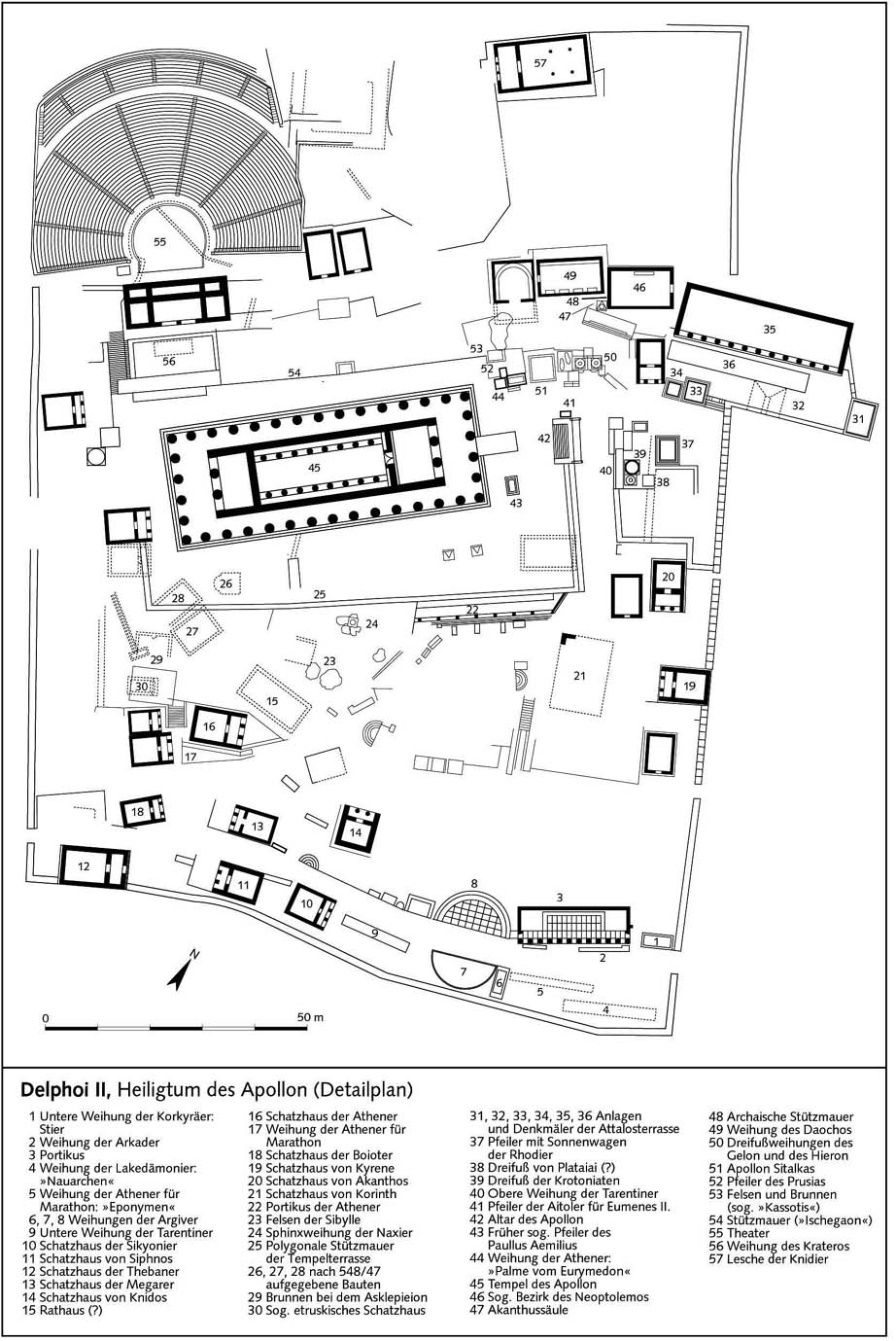 Дельфы II. Святилище Аполлона (подробный план)