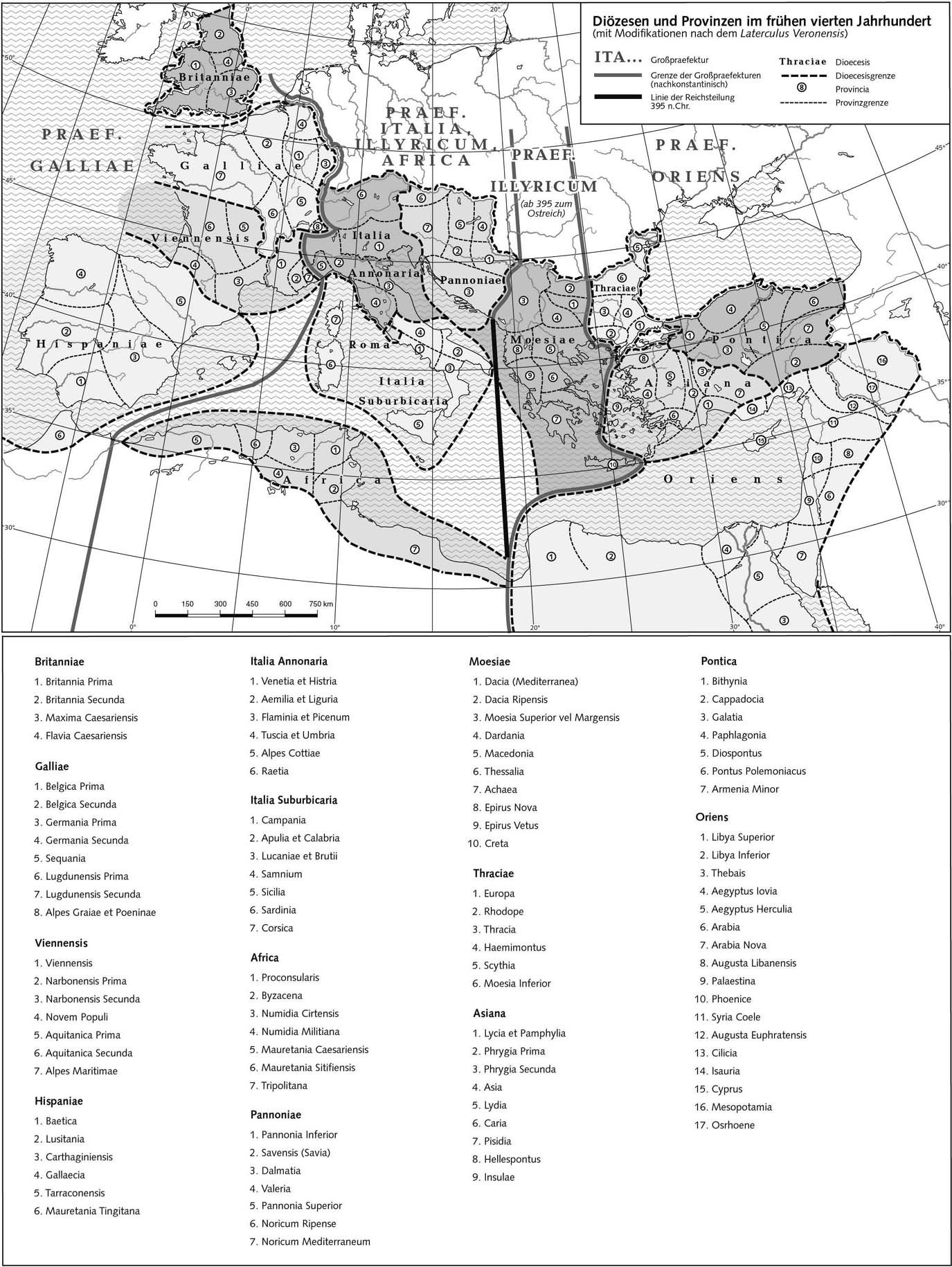 Диоцезы и провинции в начале IV в. н.э.