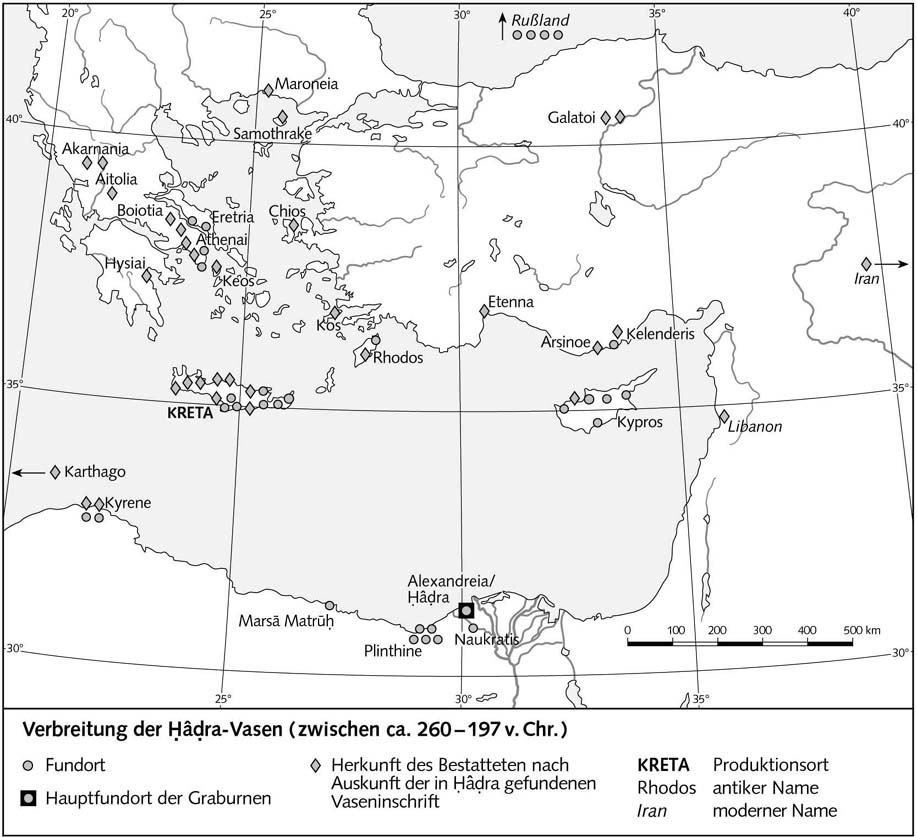 Распространение ваз "Гадра" (260-197 гг. до н.э.)