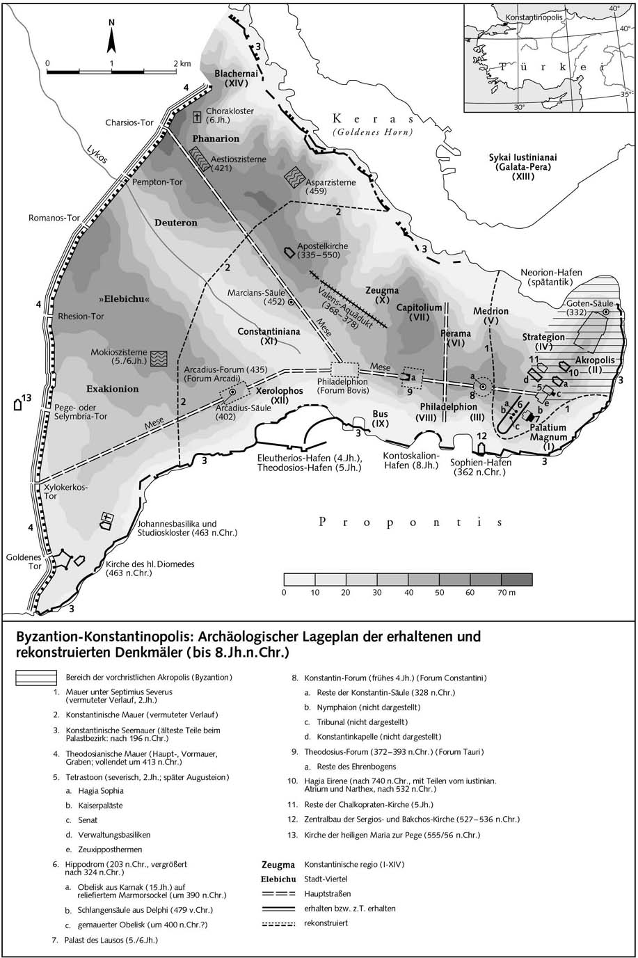 Византийский Константинополь: археологический план сохранившихся и реконструированных памятников (до VIII в. н.э.)
