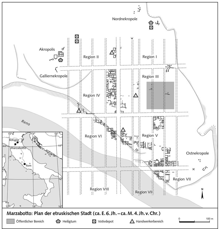 Марцаботто: план этрусского города (конец VI - середина IV в. до н.э.)