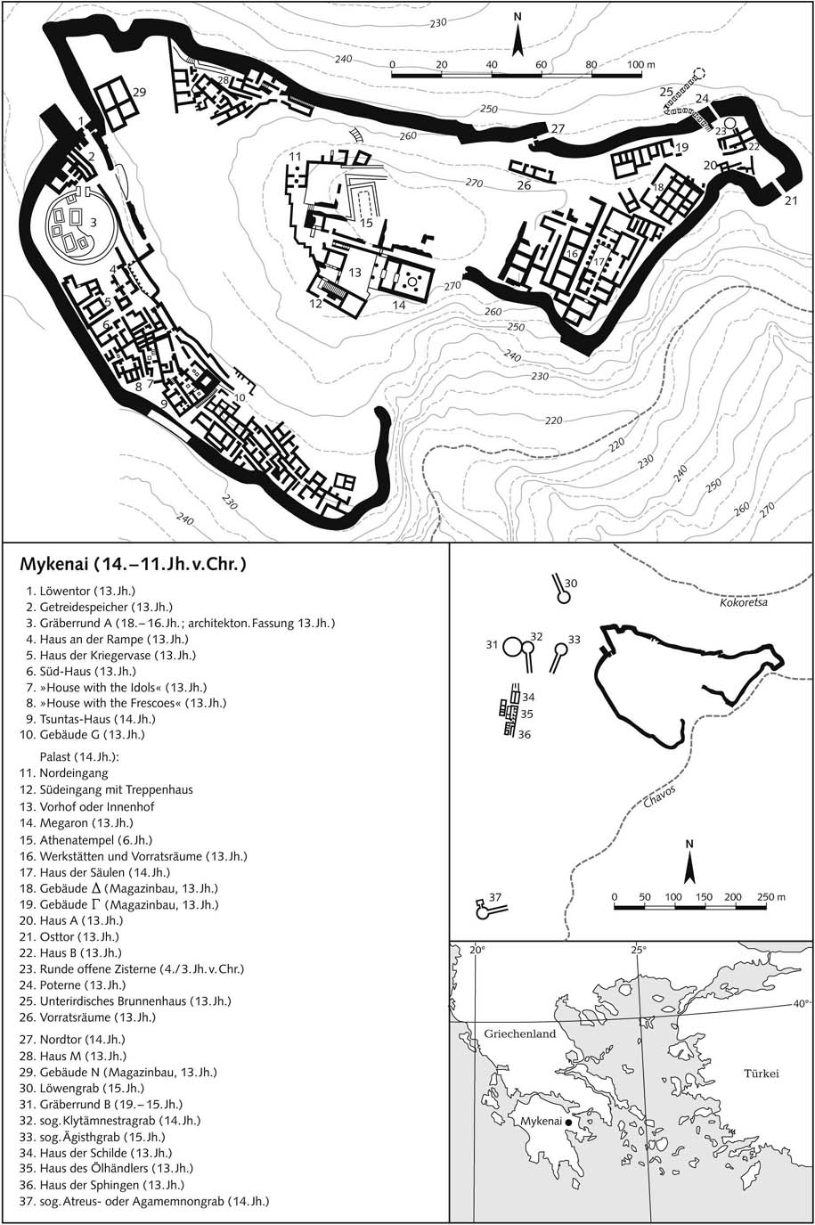 Микены (XIV-XI вв. до н.э.) - План города