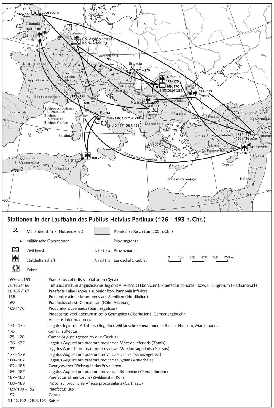 Продвижение по службе Публия Гельвия Пертинакса (126-193 гг. н.э.) - Карта