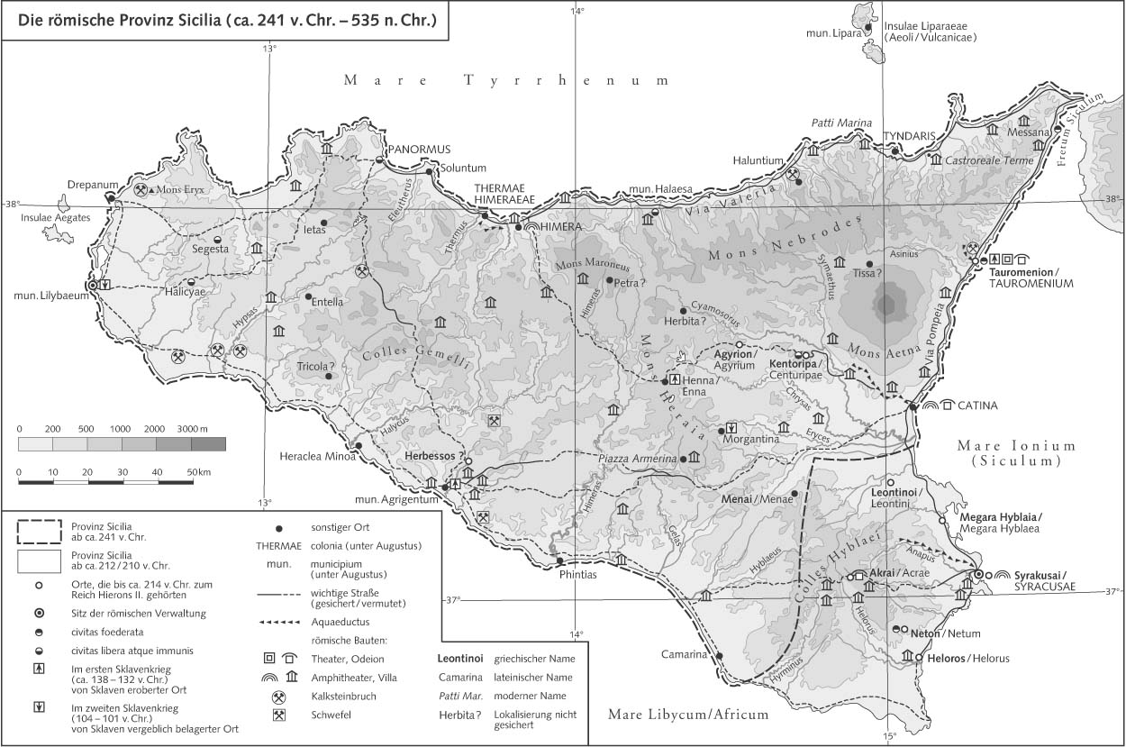 Римская провинция Сицилия (прибл. 241 г. до н.э. - 535 г. н.э.) - Карта