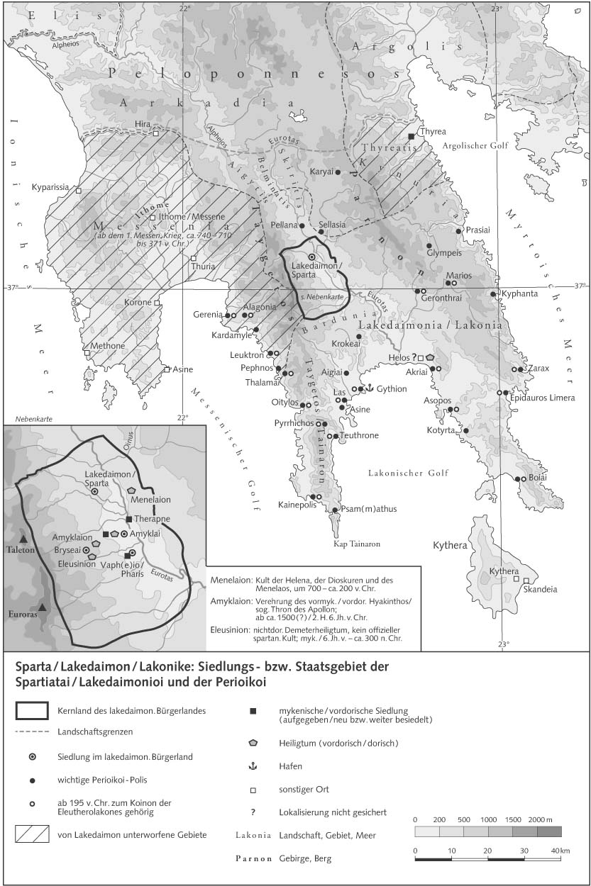 Спарта/Лакедемон/Лаконика: Поселения спартанцев и периэков