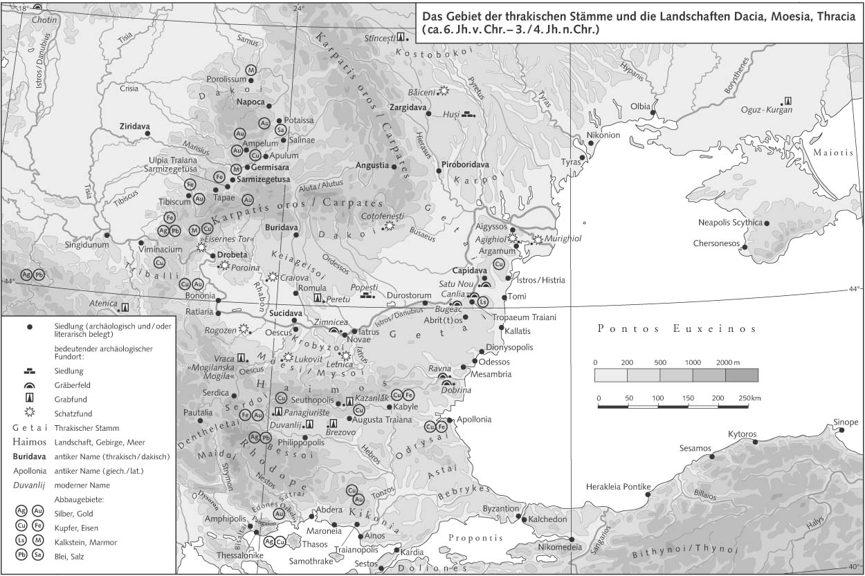 Область фракийского племени, Дакия, Мезия, Фракия