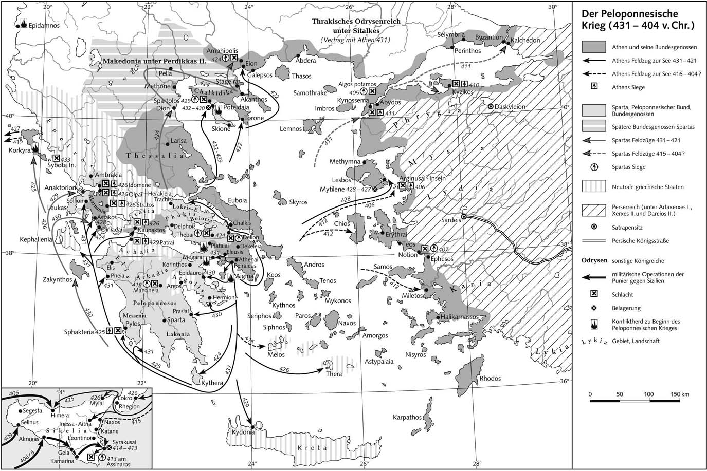 Пелопоннесская война (431-404 гг. до н.э.) - Карта