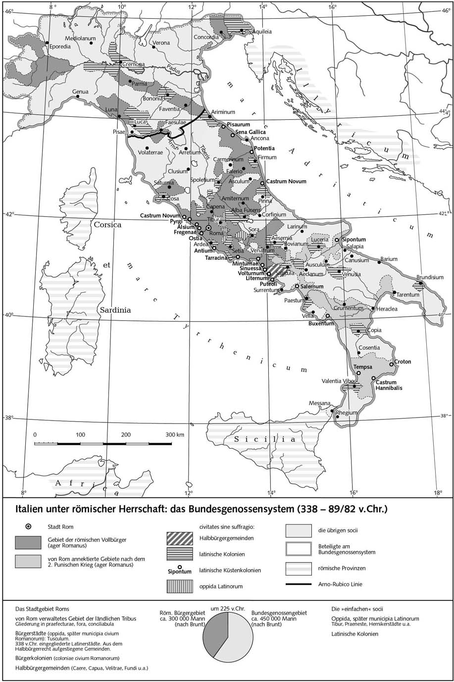 Италия под римским владычеством: союзническая система (338 - 89/82 гг. до н.э.) - Карта